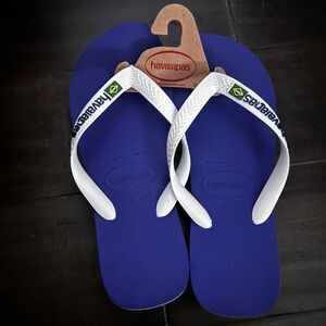 Havaianas Blue and White Flip Flops